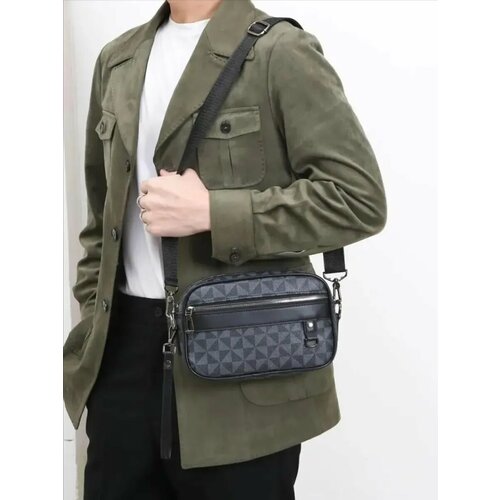 Сумка кросс-боди , фактура зернистая, серый