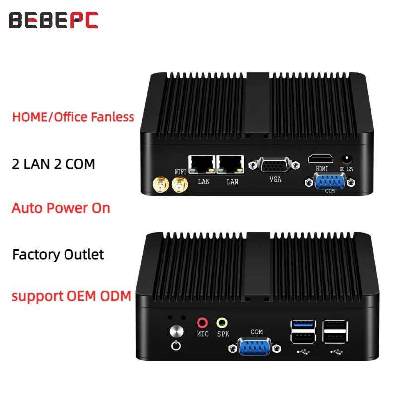Мини-ПК BEBEPC X30A Intel Celeron Windows 10, Celeron N2840 2 LAN, NO RAM SSD WiFi
