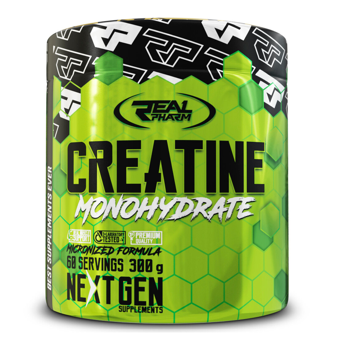 Real Pharm Creatine Monohydrate 300 г — креатин моногидрат для роста мышц и силы, без вкуса