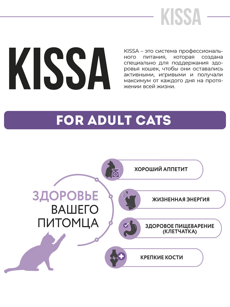 Сухой корм KISSA для стерилизованных кошек от 1 года, с телятиной, 750 г — фото 1