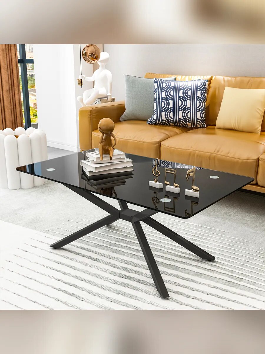 Журнальный стол JCT6100-DB 100х60 х45 см закаленное стекло / металл