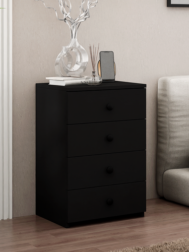 Изображение товара Тумба Vitto-79 чёрный с 4 ящиками, прикроватная, для прихожей, под стол, в коридор, в спальню, офисная