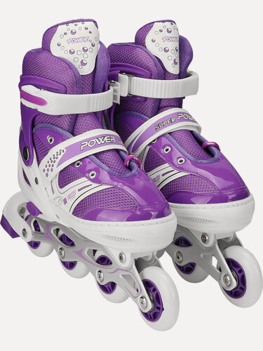 Изображение товара Роликовые коньки 2в1 с лезвием (ролики и коньки), фиолетовые, колеса ПВХ, раздвижные (размер 38-41). Арт. РЛК-1780