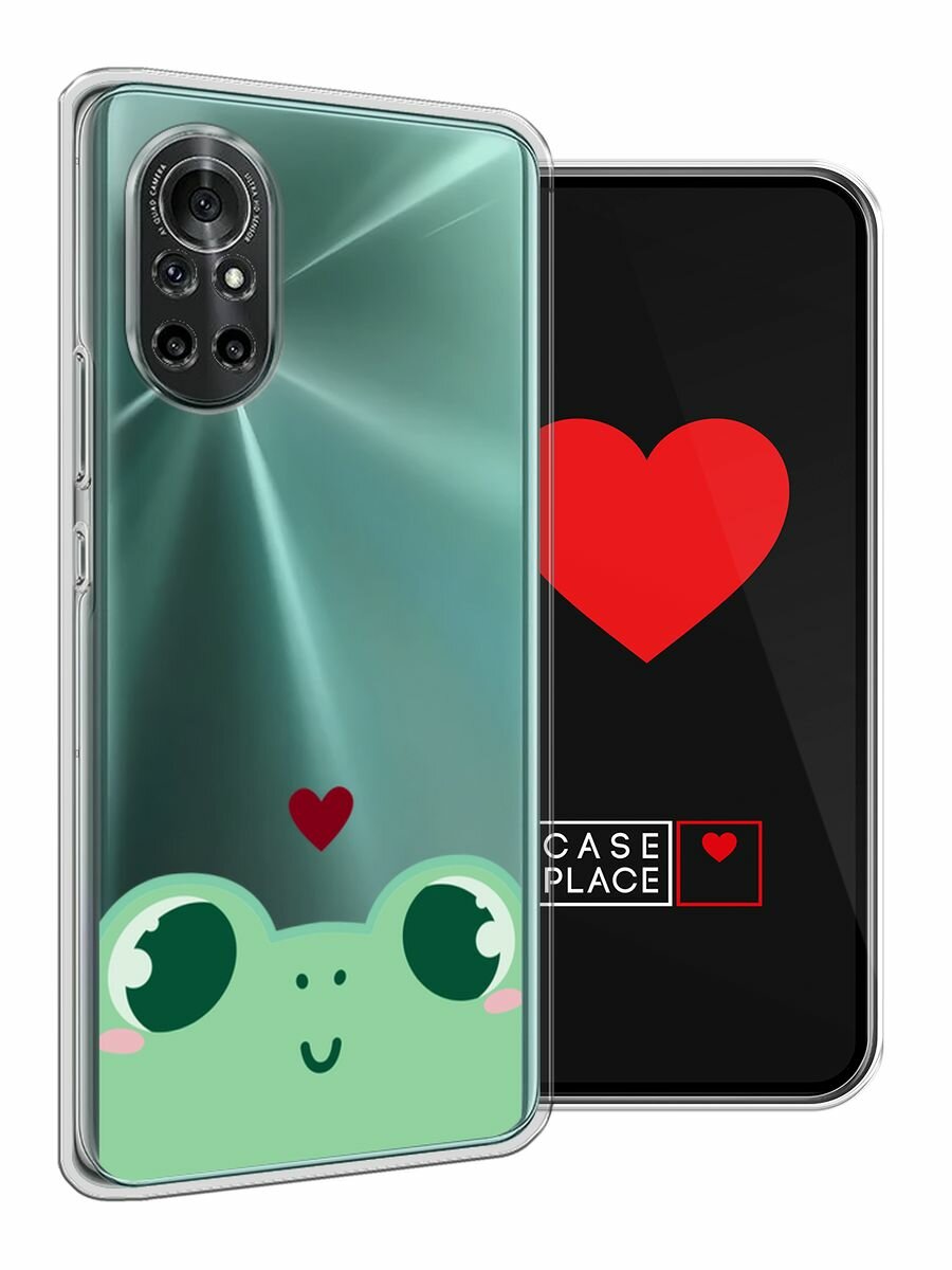 Чехол на Honor V40 Lite/Huawei Nova 8 / Хонор В40 Лайт с принтом "Влюблённая лягушка - 14 февраля", прозрачный — фото 1