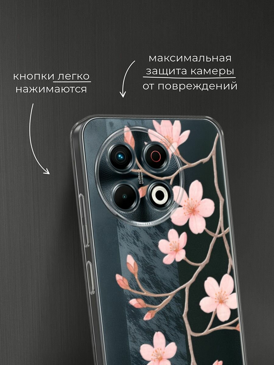 Чехол на Tecno Spark 30 Pro / Текно Спарк 30 Про с принтом "Веточка распускающейся сакуры 2" — фото 1