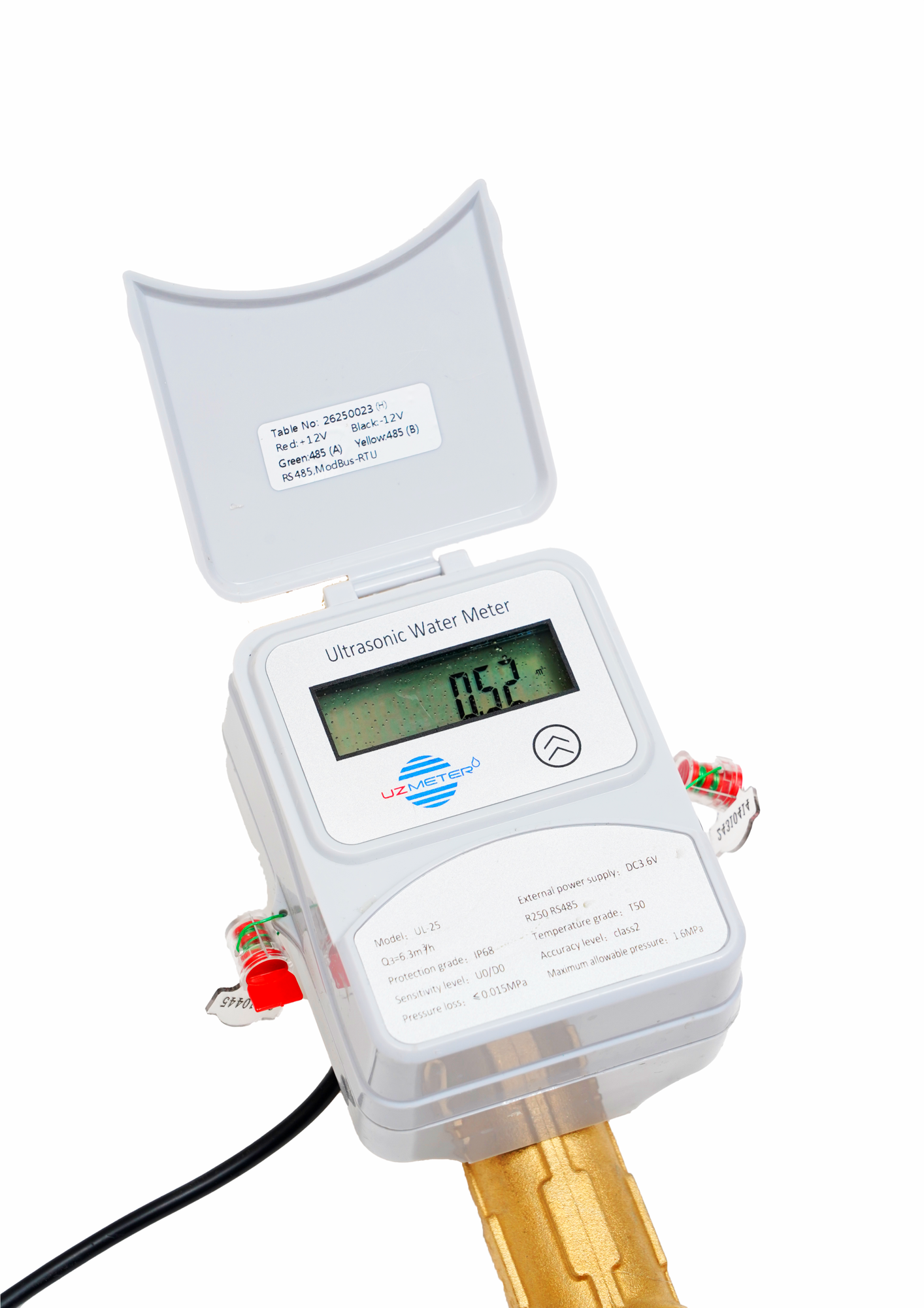 Ультразвуковой водомер DN15, R250, IP68, 1,6 МПа, интерфейс RS485, интерфейс MBUS, корпус из латуни T90 UZMETER — фото 1