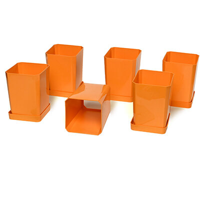 Горшки 750 мл для рассады с поддоном (цвет оранжевый) 6 шт. набор