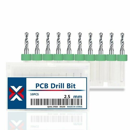 Набор сверл спиральных XCAN для печатных плат 2,5 мм, 10 шт.