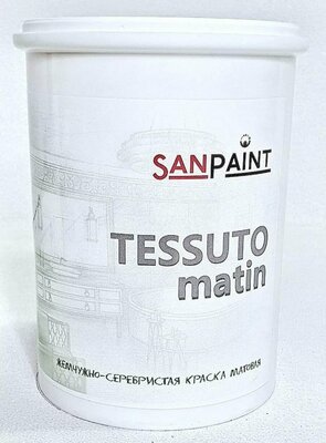 Sanpaint Tessuto matin краска на акриловой основе для внутренних работ декоративная (жемчужно-серебристая, матовая,3кг)