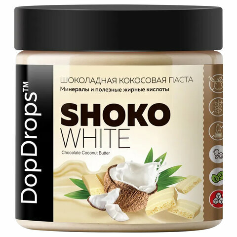 Шоколадная паста DopDrops SHOKO WHITE белый шоколад кокос 500 г - фотография № 7