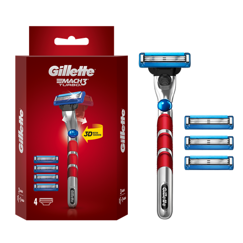 Gillette Mach3 Turbo Мужская Бритва , 4 кассеты, с 3 лезвиями, прочнее, чем сталь, для точного бритья, с 3D-механизмом товары для бритья gillette станок для бритья mach3 turbo с 4 сменными кассетами