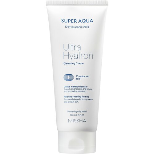 Кремовая пенка для умывания и снятия макияжа MISSHA Super Aqua Ultra Hyalron Cleansing cream, 200 мл пенка для умывания и снятия макияжа missha super aqua ultra hyalron foaming cleanser 200 мл