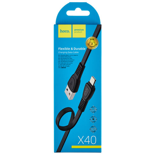 Кабель Hoco X40 Noah, USB - Lightning, 1 м, черный кабель hoco x40 noah charging data cable for lightning черный