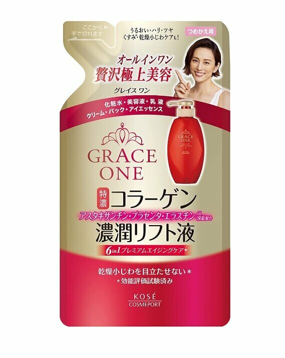 KOSE COSMEPORT Grace One Антивозрастная эссенция для лица с коллагеном, после 50 лет, сменная упаковка 200 мл