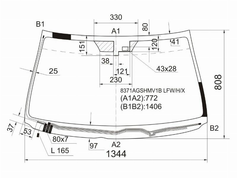 XYG 8371AGSHMV1B LFW/H/X Стекло лобовое с обогревом щеток + дд LEXUS IS250/350 05-13