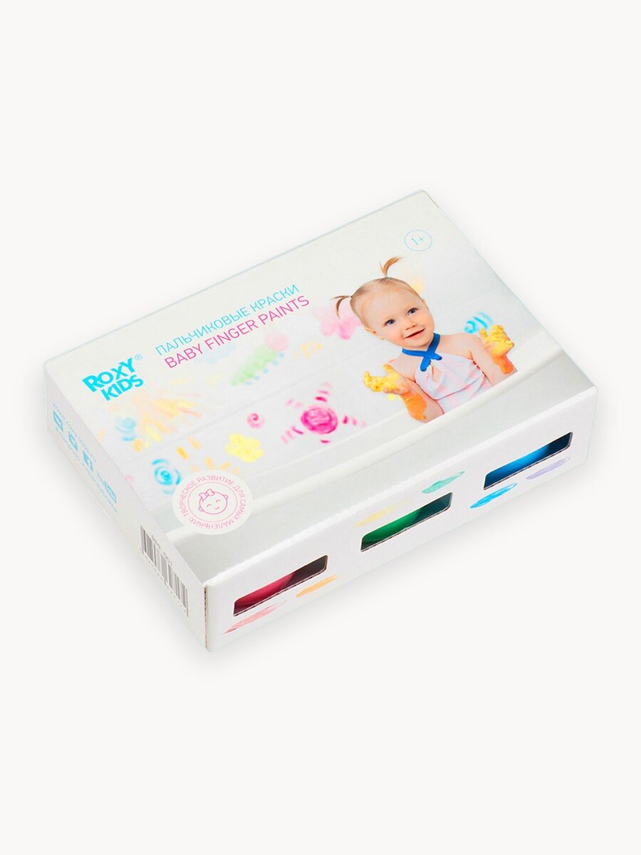 Пальчиковые краски для малышей от ROXY-KIDS, набор 6 цветов + обучающая брошюра