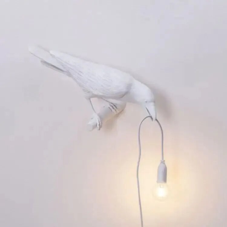 Настольная лампа в форме ворона, белый цвет, G45/E14-LED-4 Вт, настенный светильник, люстра "Благоприятный ворон" слева