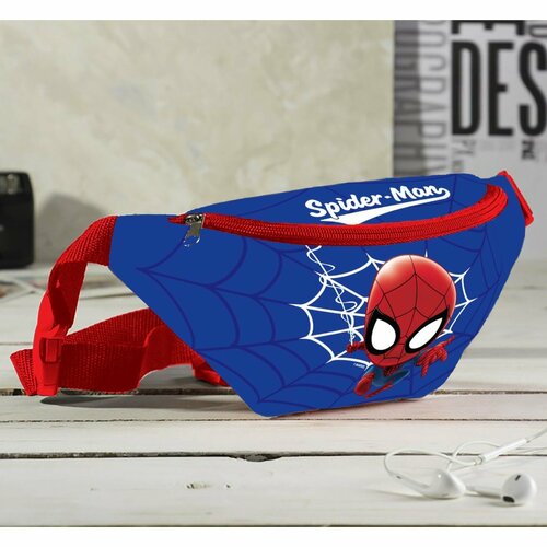 фото Сумка поясная marvel, синий, красный