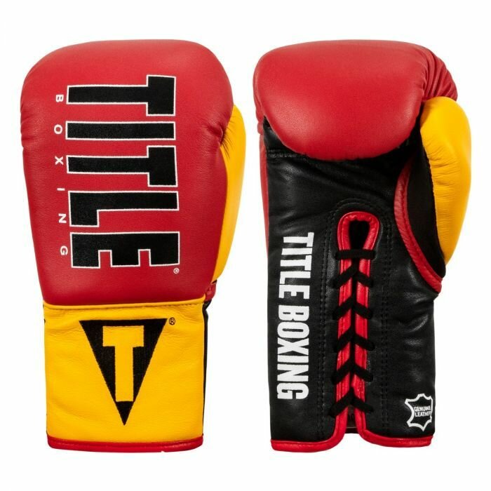 Перчатки боксерские TITLE Enforcer Official Pro Fight Gloves, 10 унций, красно-желто-черные