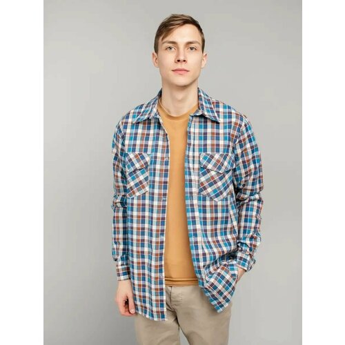 Рубашка , размер 112, коричневый, синий