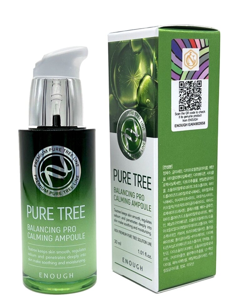 Сыворотка чайное дерево Pure Tree Balancing Pro Calming Ampoule 30мл ENOUGH - фото №14