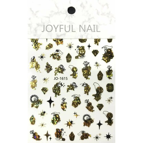 Наклейки для дизайна ногтей JOYFUL NAIL - астрология, цвет золотой, 1 упаковка наклейки для ногтей joyful nail кленовые листья цвет серебристый 1 шт