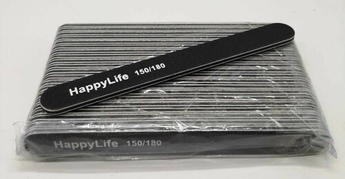 Пилка Happy Life, прямая, зернистость 150/180 грит, черная, 20шт в 1уп