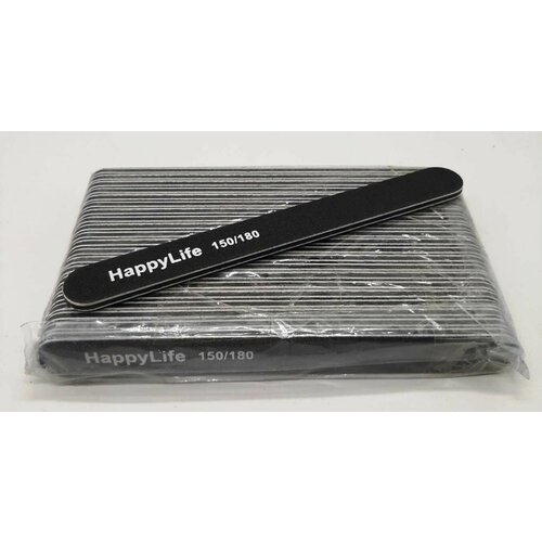 Пилка Happy Life, прямая, зернистость 150/180 грит, черная, 20шт в 1уп