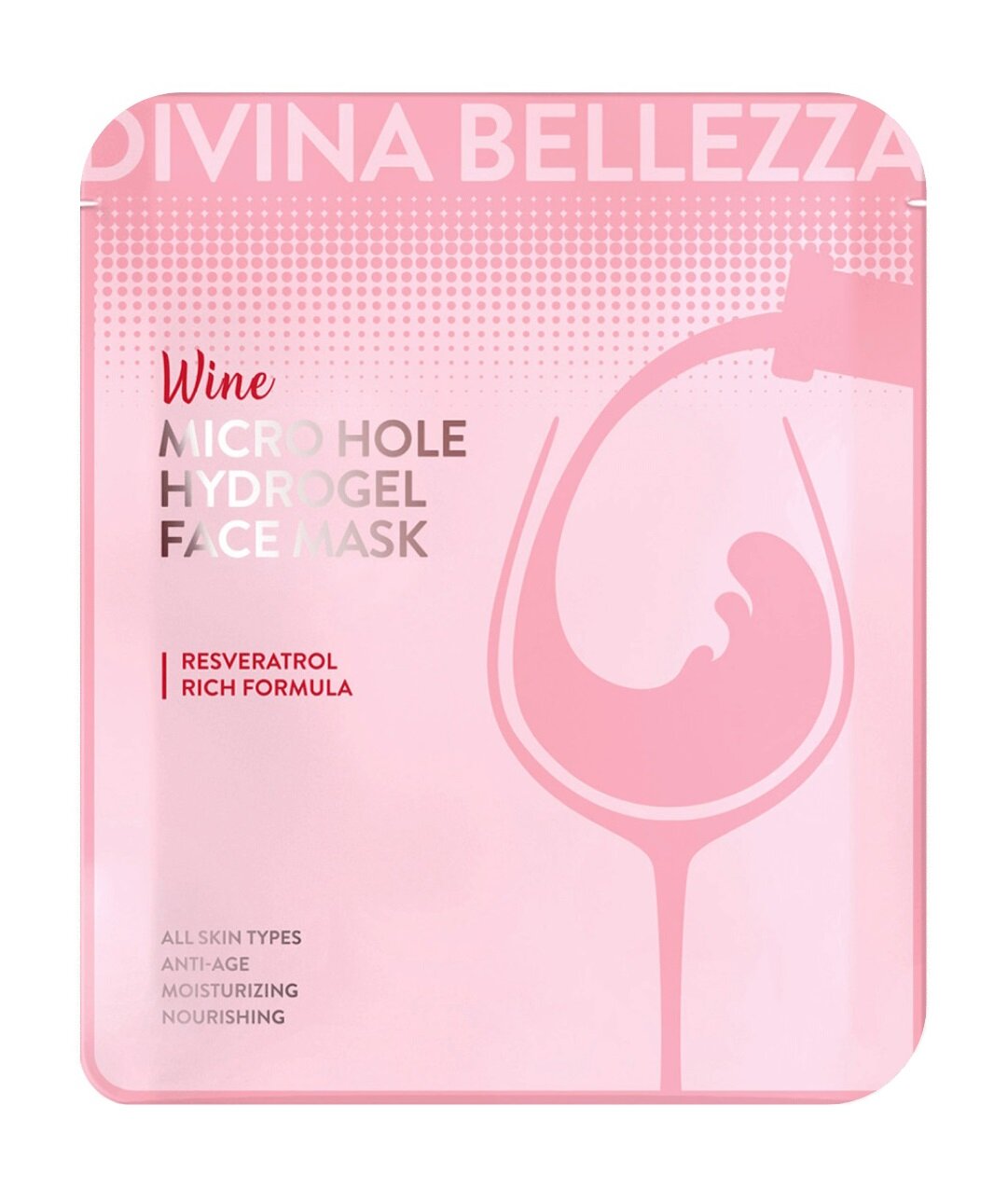 DIVINA BELLEZZA Micro Hole Wine Hydrogel Face Mask Маска для лица с экстрактом красного вина, 30 г