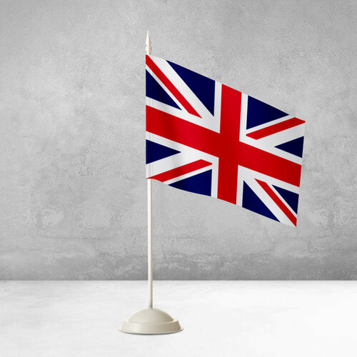 Настольный флаг Великобритании на пластиковой белой подставке