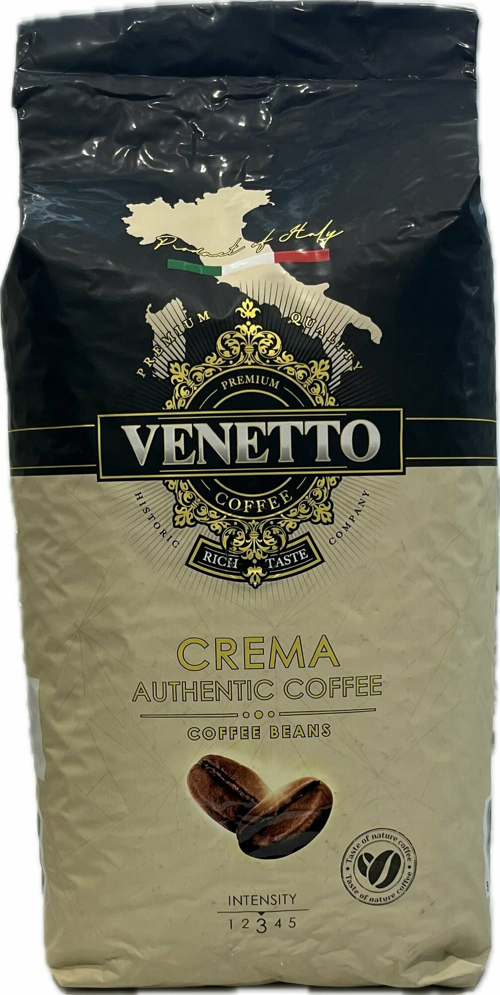 Кофе Venetto Crema натуральный жареный в зернах 1000г - фотография № 3