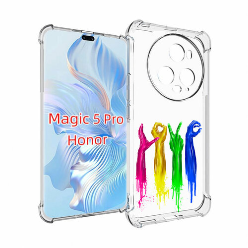 Чехол MyPads яркие руки love для Honor Magic 5 Pro задняя-панель-накладка-бампер