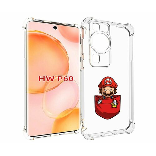Чехол MyPads марио в кармашке детский для Huawei P60 задняя-панель-накладка-бампер