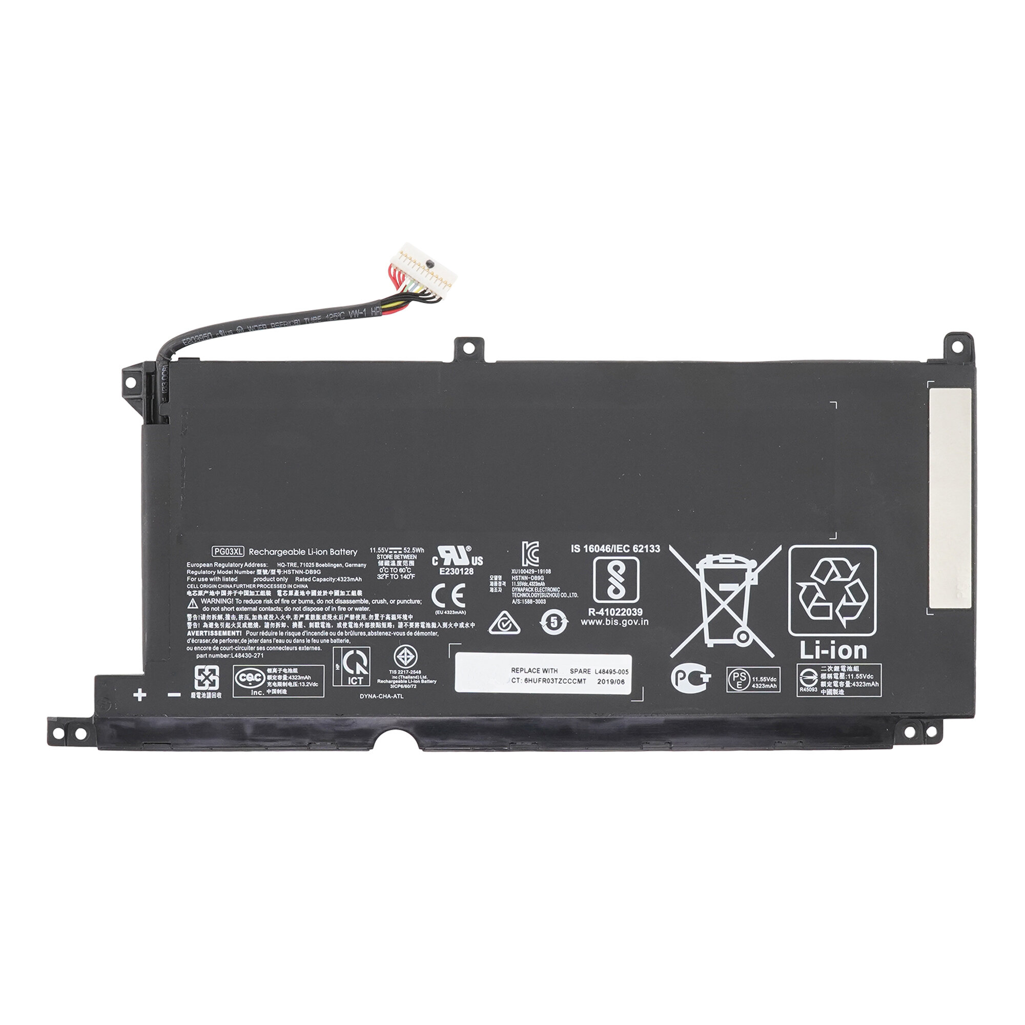 Аккумулятор PG03XL для ноутбука HP Pavilion Gaming 15-DK 11.55V 4300mAh черный