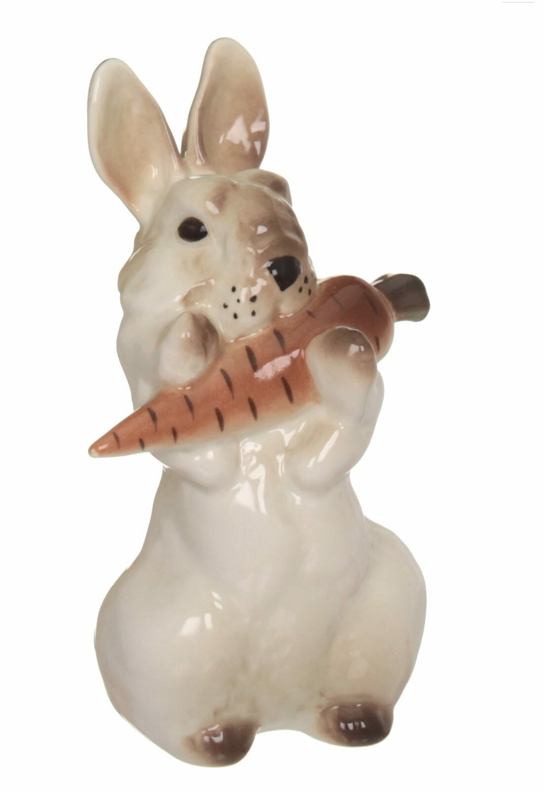 Статуэтка ИФЗ Заяц с морковкой N1, ручная роспись, фарфор 82.01962.00.1