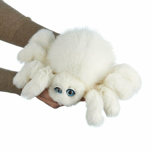 фото Мягкая игрушка паук из натурального меха кролика рекс и песца константин белый holich toys