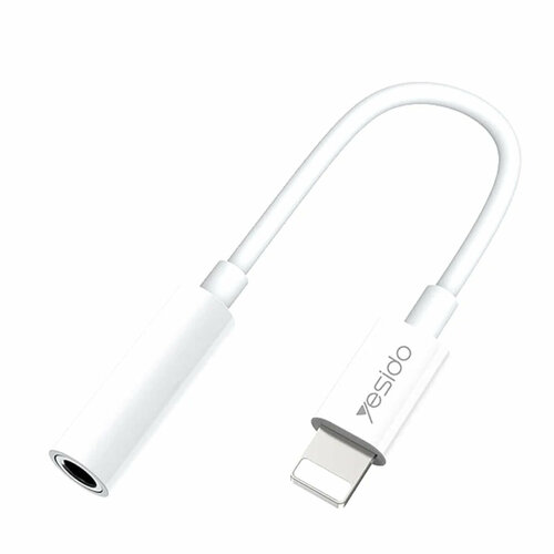 Переходник AUX, Jack 3,5mm(m)(f) - 8 pin(f) Yesido YAU31, цвет: белый переходник адаптер hdmi vga aux звук кабель 0 1м черный