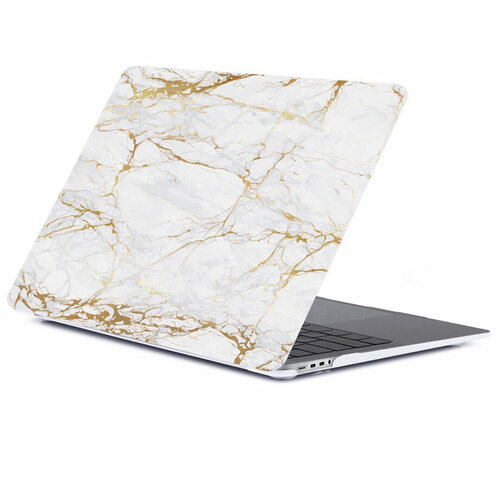 Чехол Gurdini для MacBook Pro 14 (M1) 2021 бело-золотистый мрамор (Стиль 10)