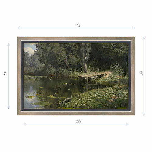 Картина Василия Поленова Заросший пруд 1879 (Третьяковская галерея) Матовый холст в раме 30х45 см