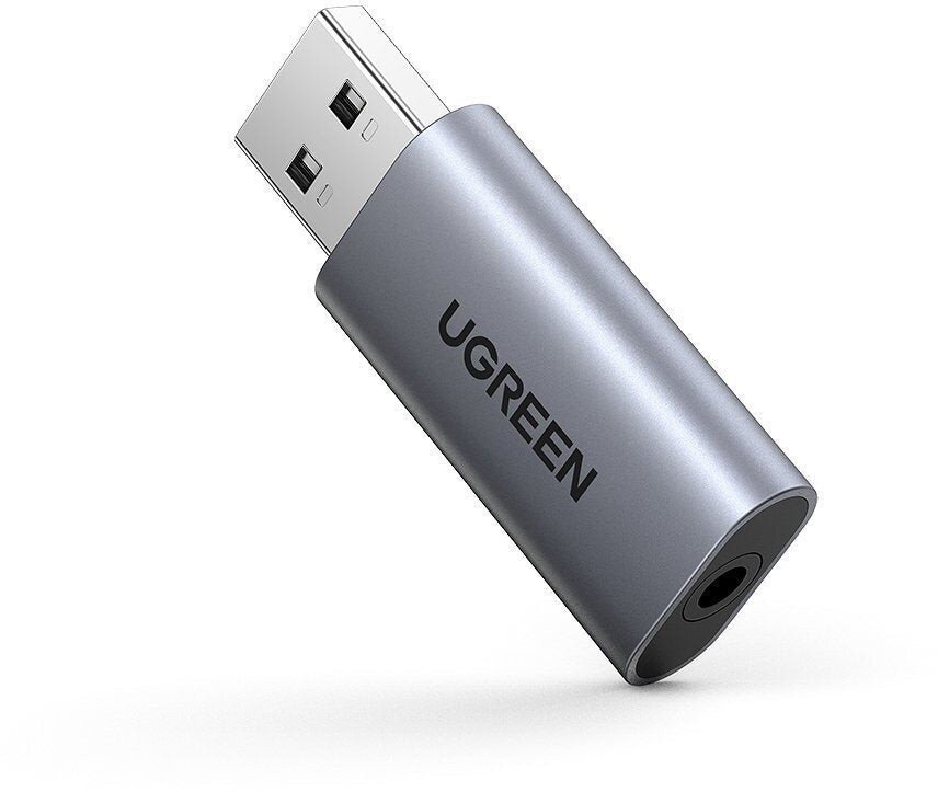 Звуковая карта USB UGREEN CM383 (80864) USB 20 => 35mm Audio Adapter серый