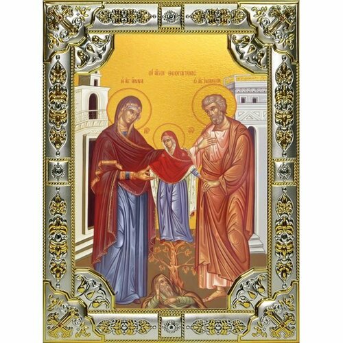 Икона Иоаким и Анна 18 х 24 со стразами, арт вк-5588