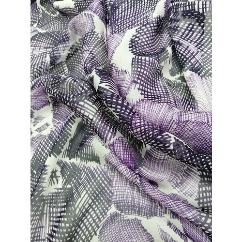 Ткань Шифон принтованный фиолетовый ткань шифон бирюзовый принтованный италия