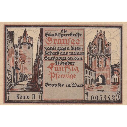 Германия (Веймарская Республика) Гранзе 50 пфеннигов 1921 г.