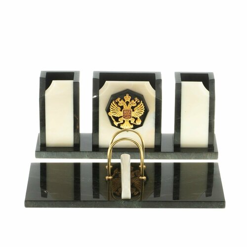 Настольный набор Оптима с гербом РФ камень мрамор 124245 настольный набор оптима с часами камень мрамор 124244