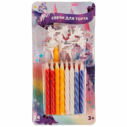 Свечи для торта 24 шт единорог Чудо праздник CC-75080-U 470₽
