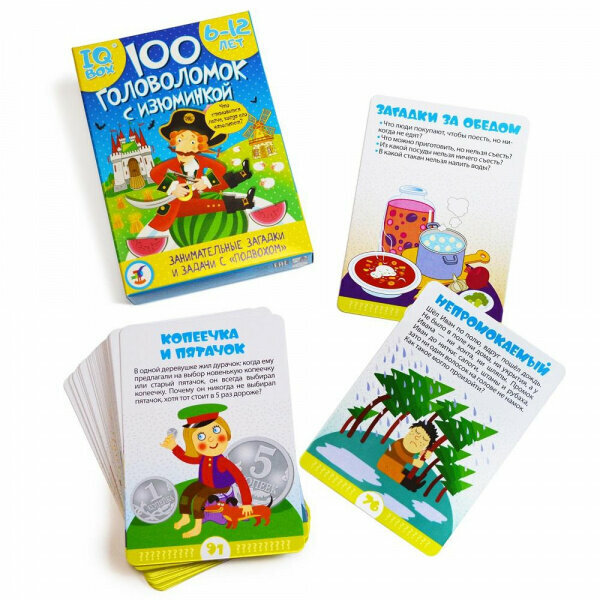 Карточные игры IQ Box «100 Головоломок с изюминкой», Дрофа-Медиа