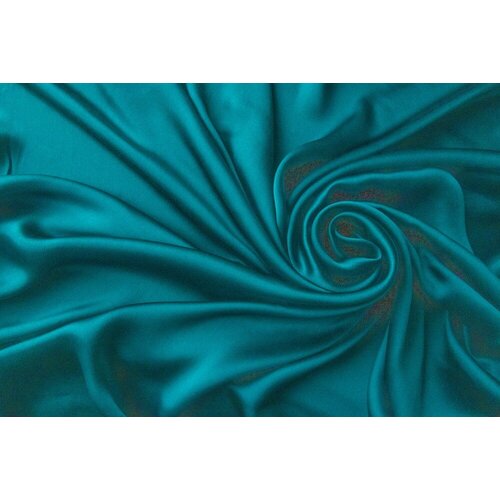 Ткань шелковый сатин цвета морской волны с эластаном