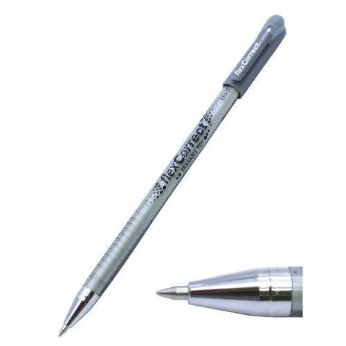 Ручка гелевая со стираемыми чернилами Flexoffice, пишущий узел 0.5 мм, чернила чёрные(12 шт.) ручка гелевая 0 5мм flexoffice tepco синяя 12шт