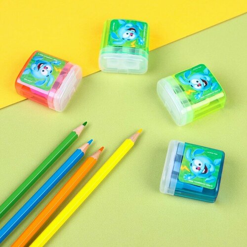 Точилка пластиковая с контейнером двойная микс Смешарики12 шт 906₽