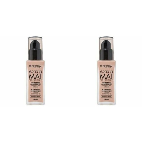 Тональная основа матирующая, Deborah Milano, Extra Mat Perfection Mattifying Foundation, тон 01 белоснежный, 30 мл, 2 шт